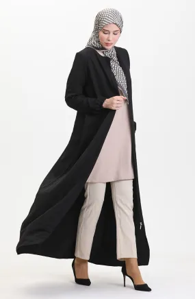 Abaya Avec Poches 24017-01 Noir 24017-01