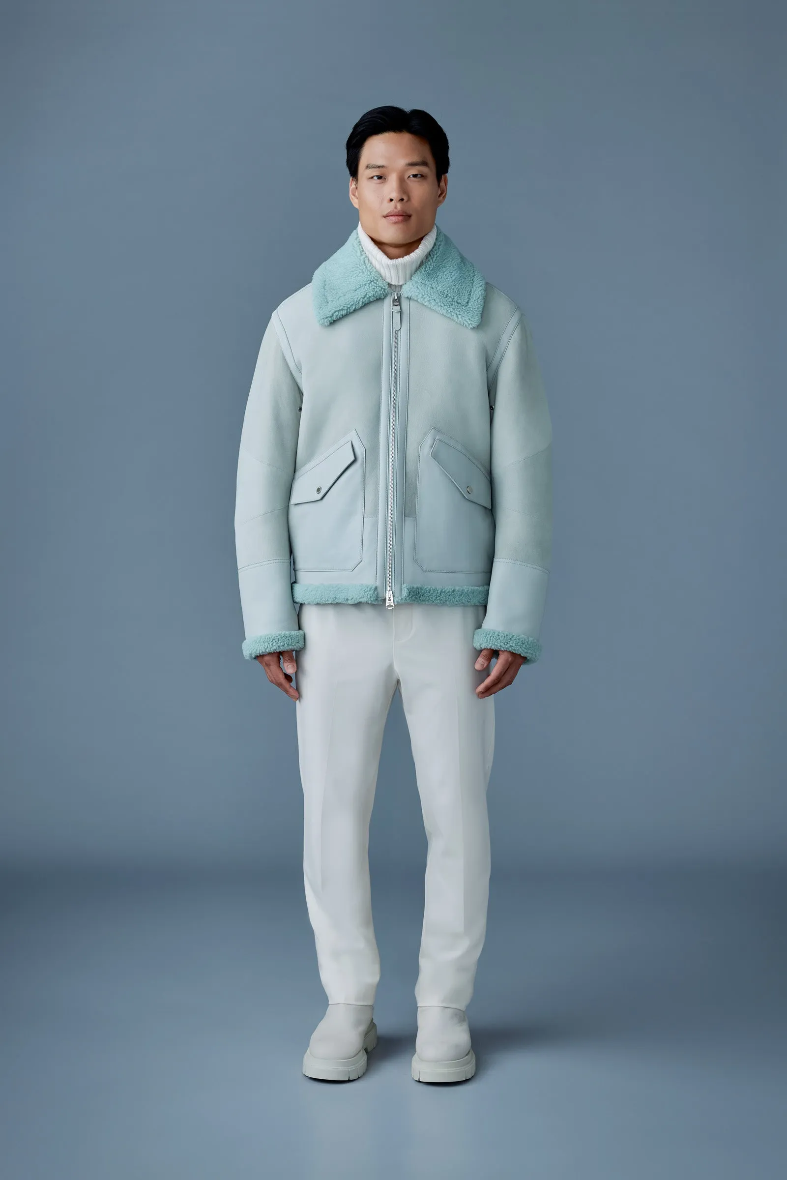 ATLAS-SH Blouson d'aviateur en cuir et rason