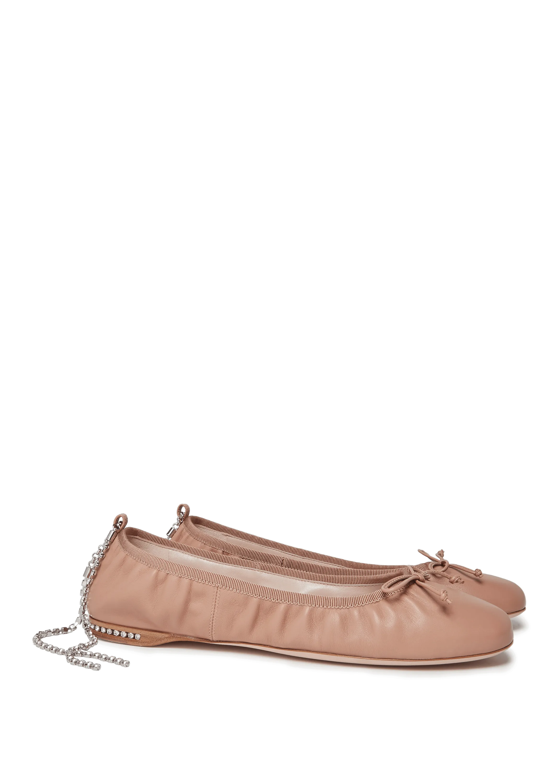 BALLERINES à BRIDES EN CUIR ET CRISTAUX - MIU MIU pour FEMME | Printemps