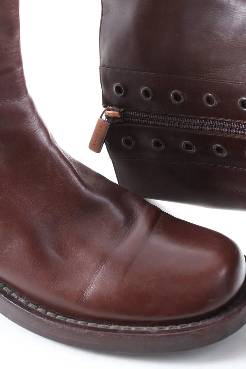 Celine Bottines à fermeture éclair brun style décontracté