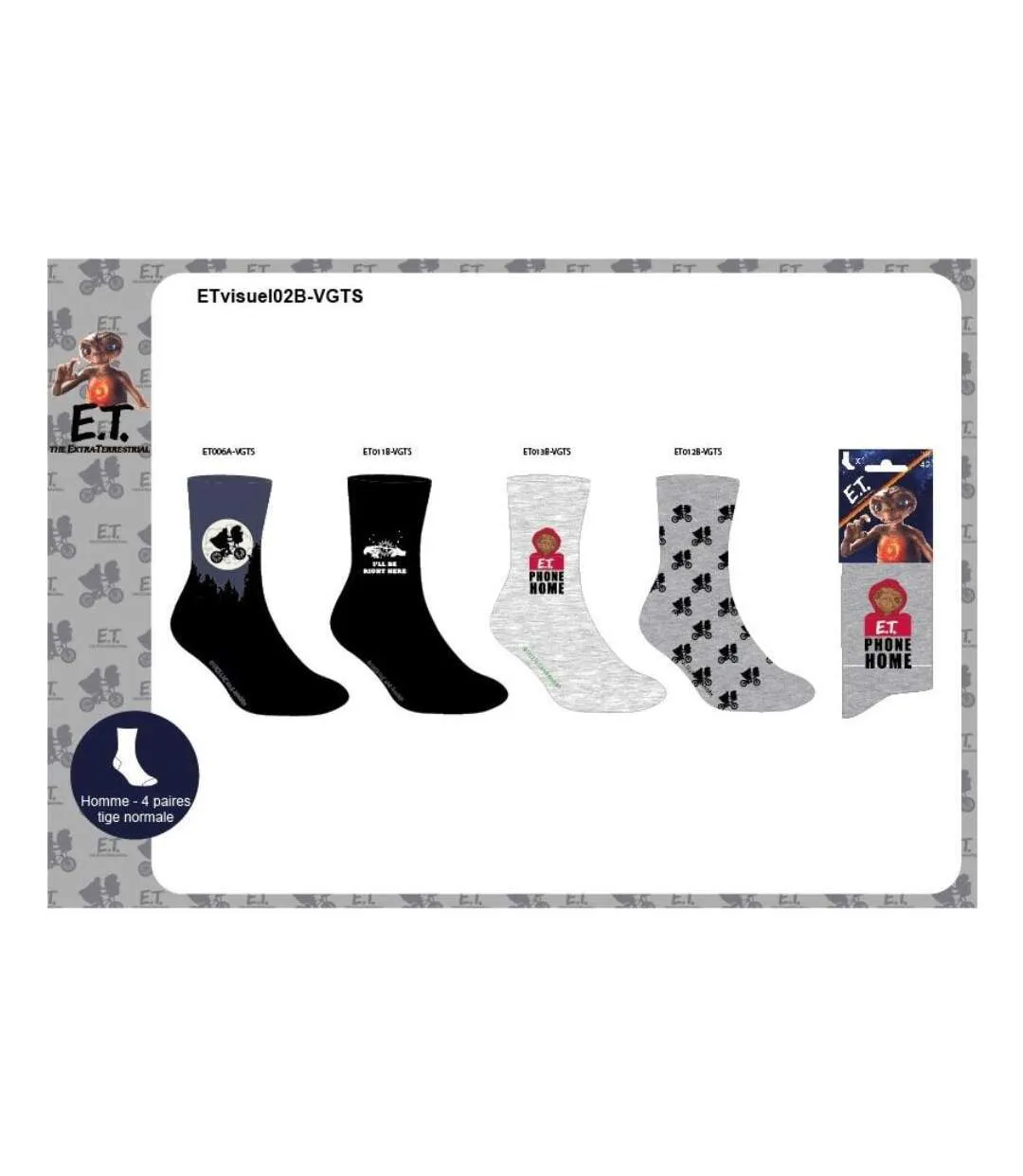 Chaussettes Pack HOMME E.T L'EXTRATERRESTRE Pack de 4 Paires 1687