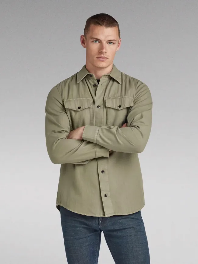 Chemise slim marine kaki homme - G Star | wimod
