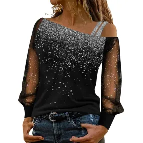 Circe | Elegant one-shoulder long-sleeve loose t-shirt for women