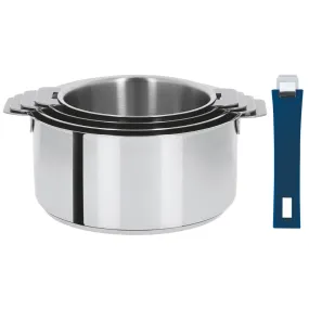 Coffret de 4 casseroles 14 à 20 cm avec 2 poignées Encre Bleue MUTINE AMOVIBLE