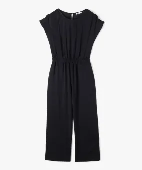 combinaison pantalon a manches courtes fluide fille noir ensembles