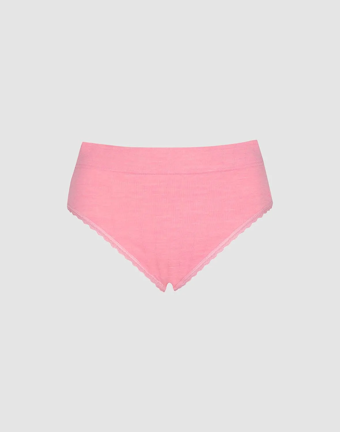 Culotte taille haute en maille pointelle en soie et laine de mérinos pour femme