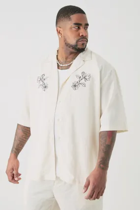 Grande taille - Chemise en lin à broderie