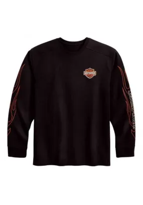 Harley Davidson Homme Bar & Shield Flames Manches Longues Noir 99042-09VM