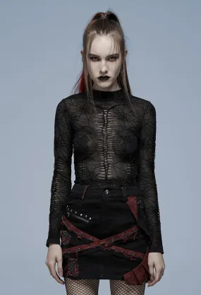 Haut gothique manches longues PUNK RAVE en toile d'araignée