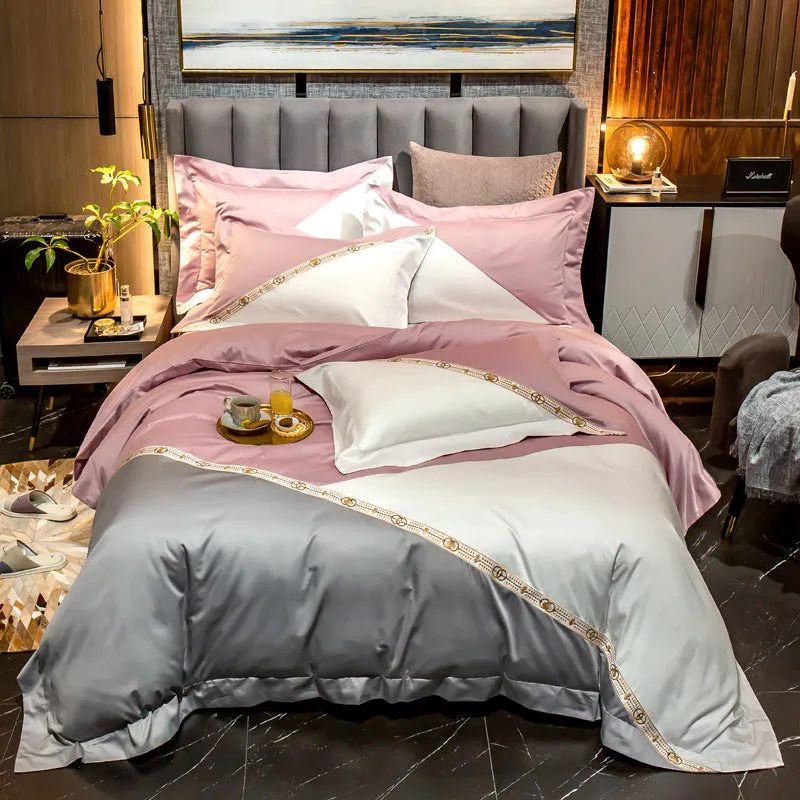 Housse De Couette En Coton A Coutures Contrastées Vintage