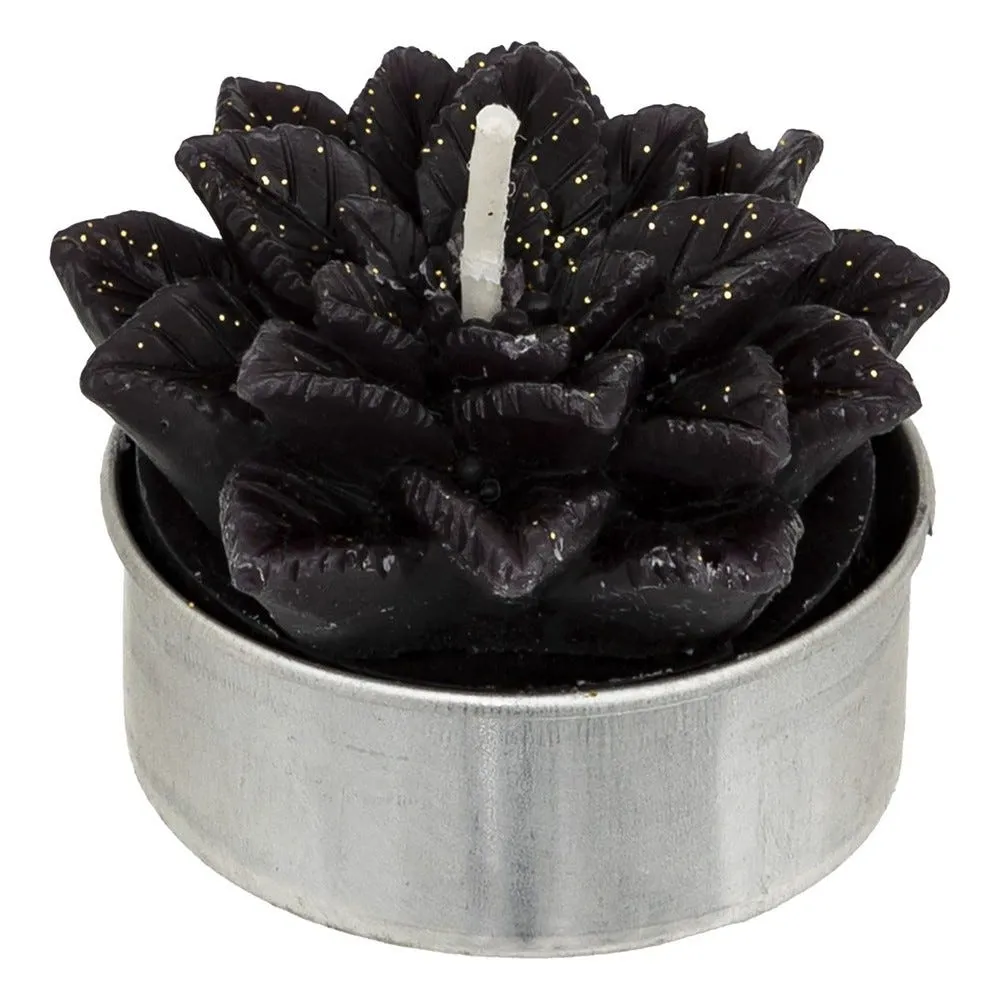 Lot de 4 bougies de noël déco fleur poinsettia noire pailletée
