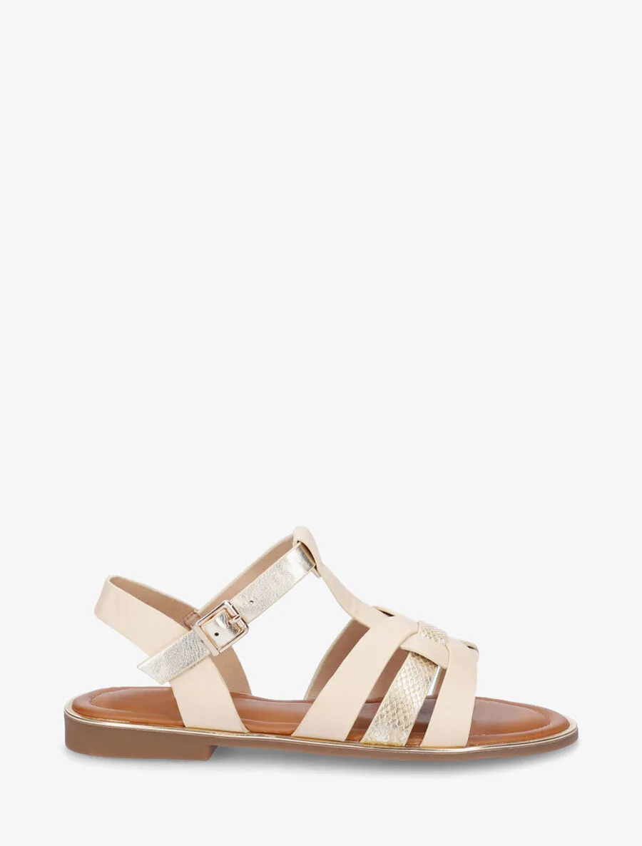 Nu-pieds brides croisées et python