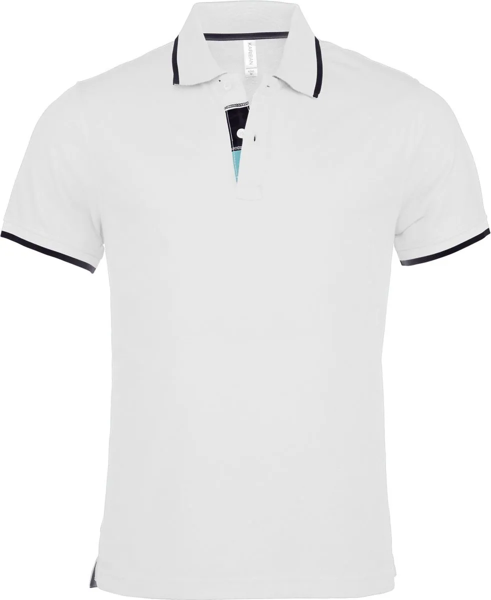 Polo homme inserts contrastés - manches courtes - K245 - blanc 
