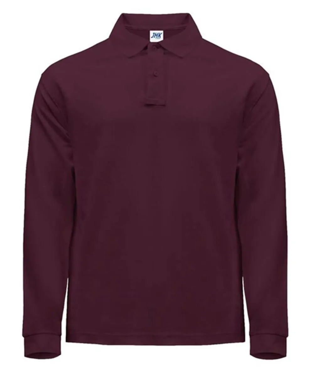 Polo manches longues - Homme - JK215 - rouge bordeaux 
