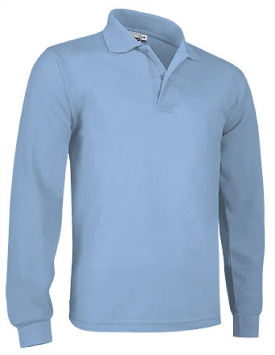 Polo manches longues - Homme - réf PREDATOR - bleu ciel 