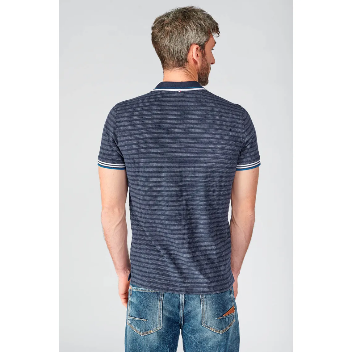 Polo RIVAL bleu en coton | 3 Suisses