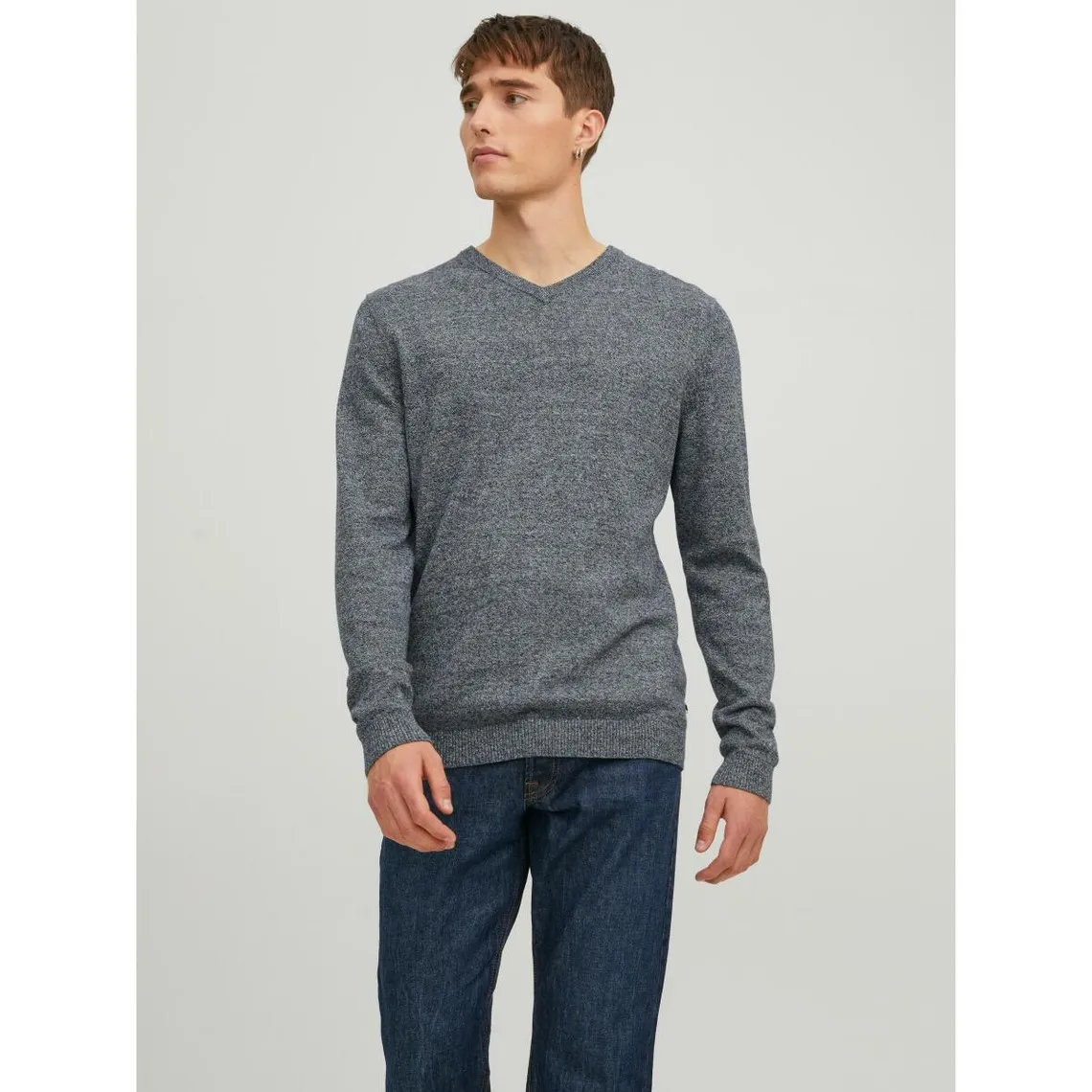 Pull en maille Col rond Manches longues Bleu Marine gris | 3 Suisses