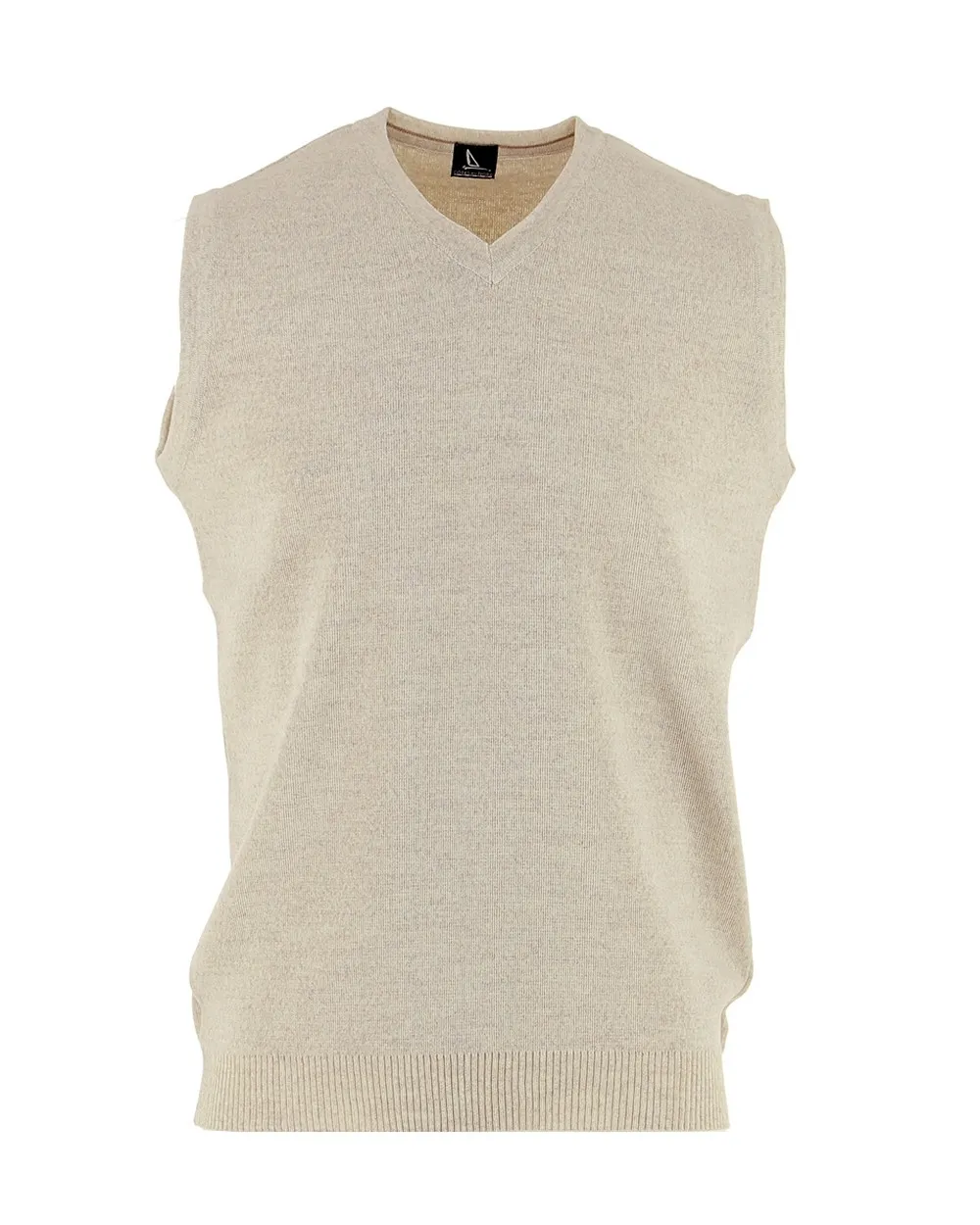 Pull uni col v sans manches