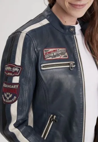 REXY BLOUSON CUIR FEMME STYLE BIKER 