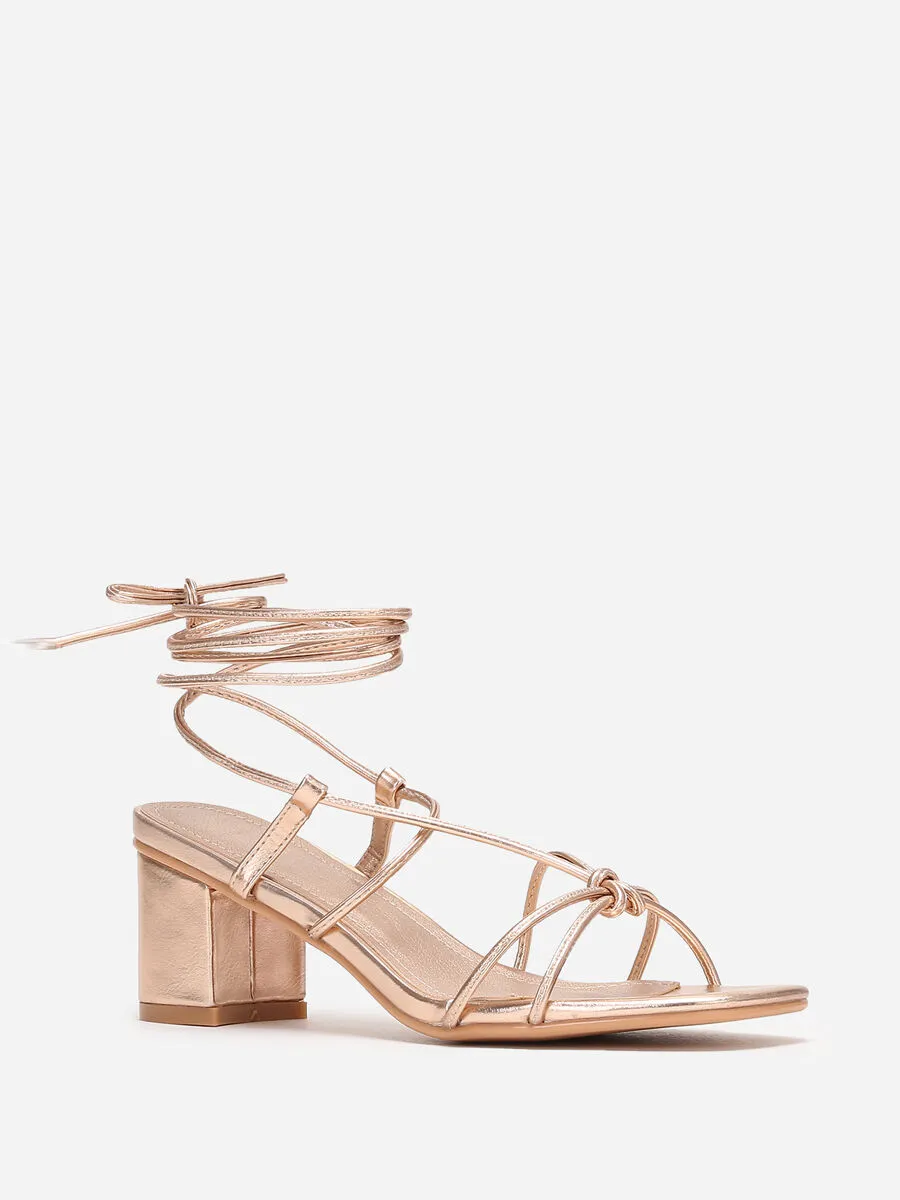 Sandales à brides entrelacées- Doré rose