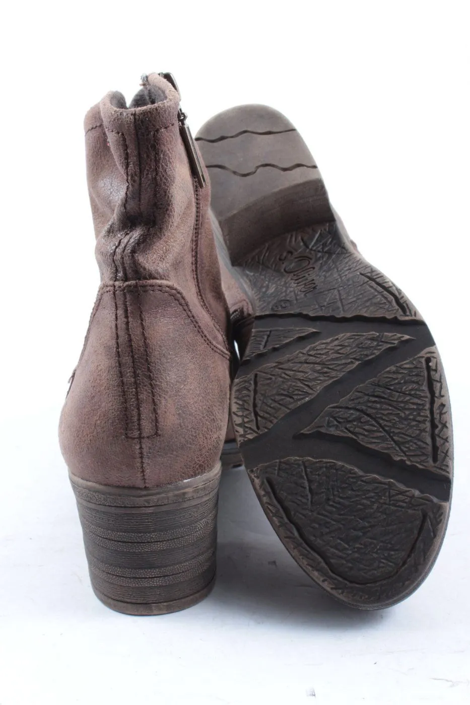 s.Oliver Bottines à fermeture éclair brun-rouge moucheté style décontracté