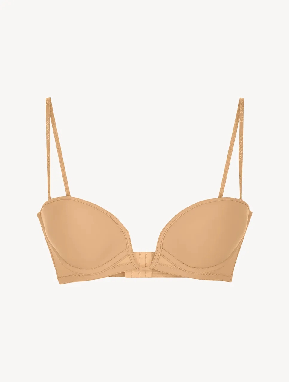 Soutien-gorge bandeau, ampliforme et ultra-plongeant, avec armature couleur café amaretto