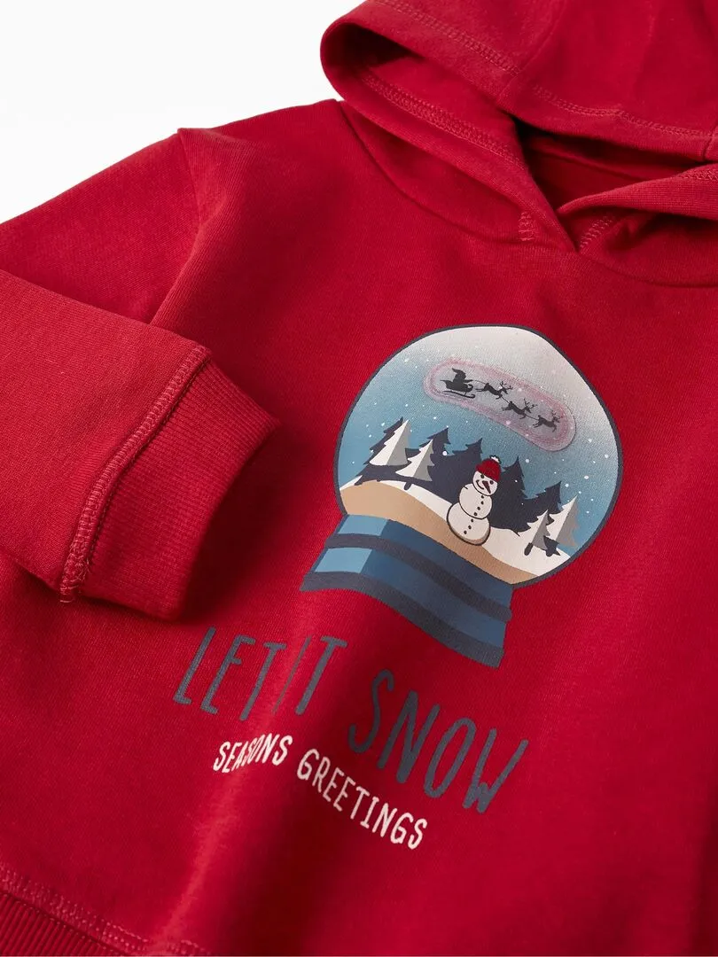Sweat à capuche pour bébé garçon 'Let It Snow'   NOËL - Rouge
