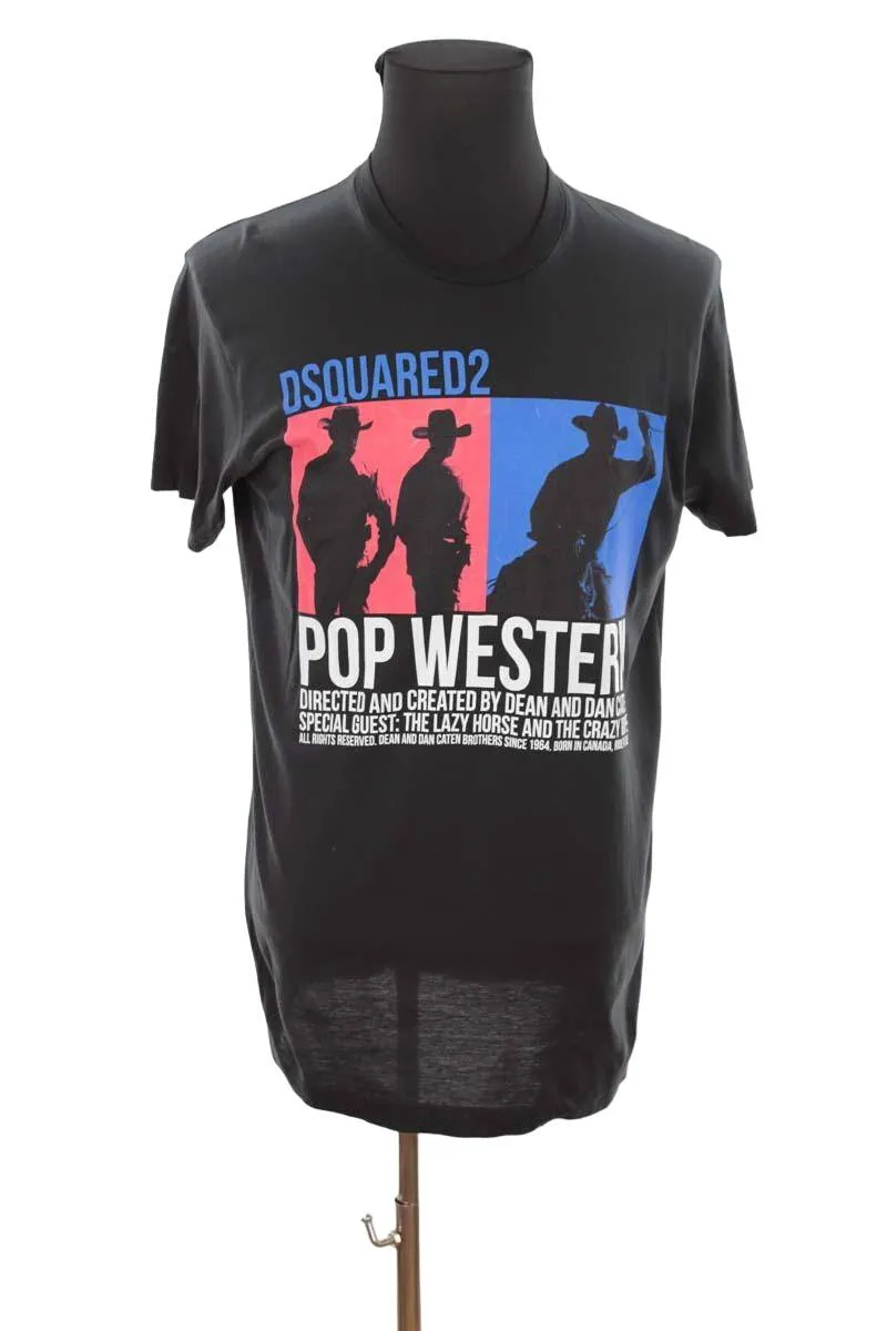 T-shirt en coton Dsquared2 noir. Matière principale coton. Taille 38.