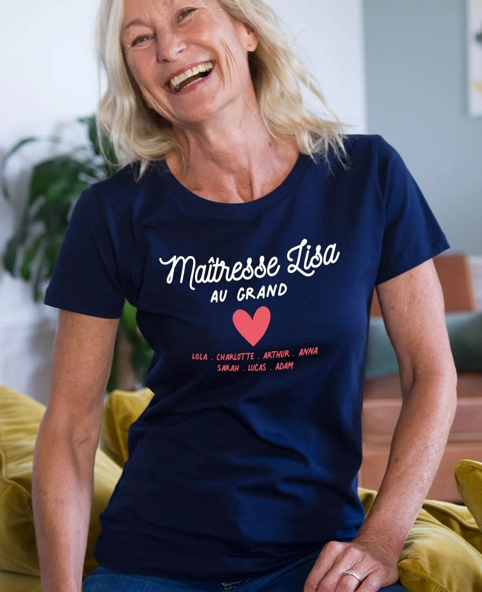 T-Shirt femme Maîtresse au grand coeur personnalisé