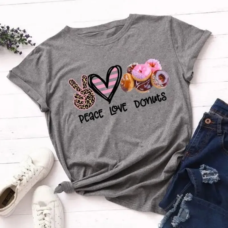 T-Shirt Imprimé Léopard Peace Love Donuts
