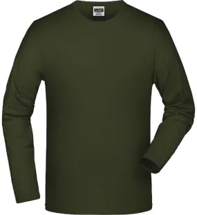 T-shirt stretch homme manches longues - JN056 - vert olive 