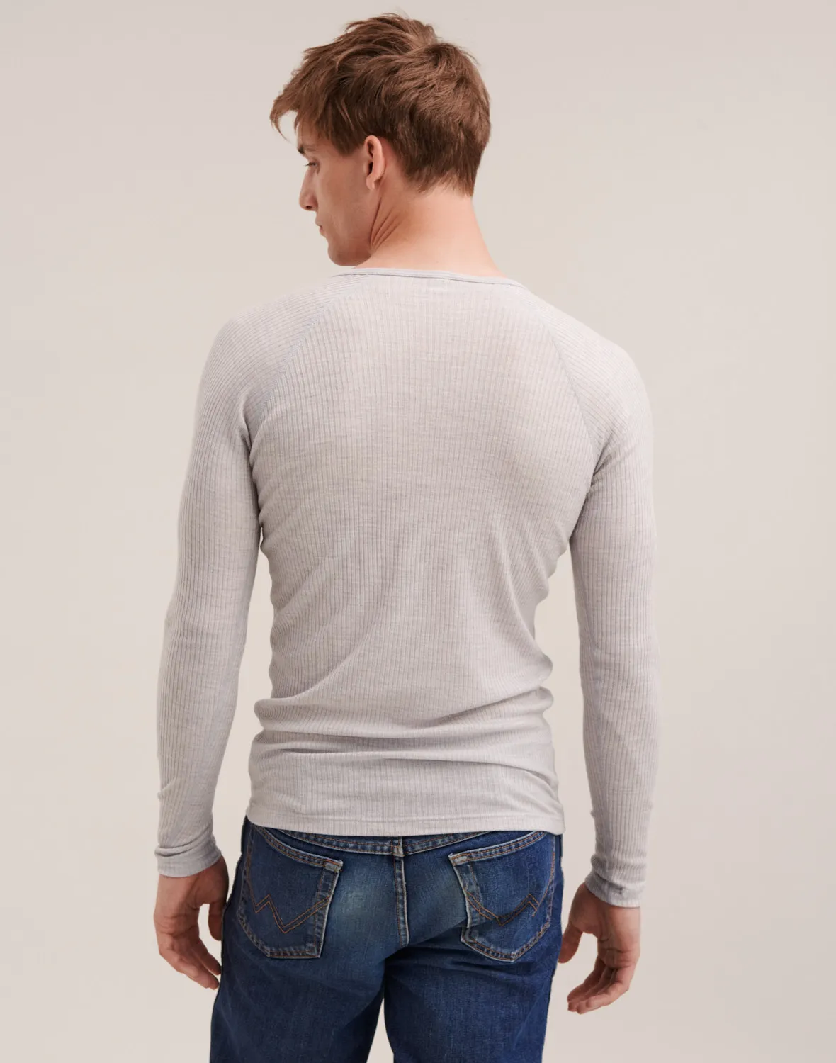 T-shirt à boutons en laine mérinos pour homme
