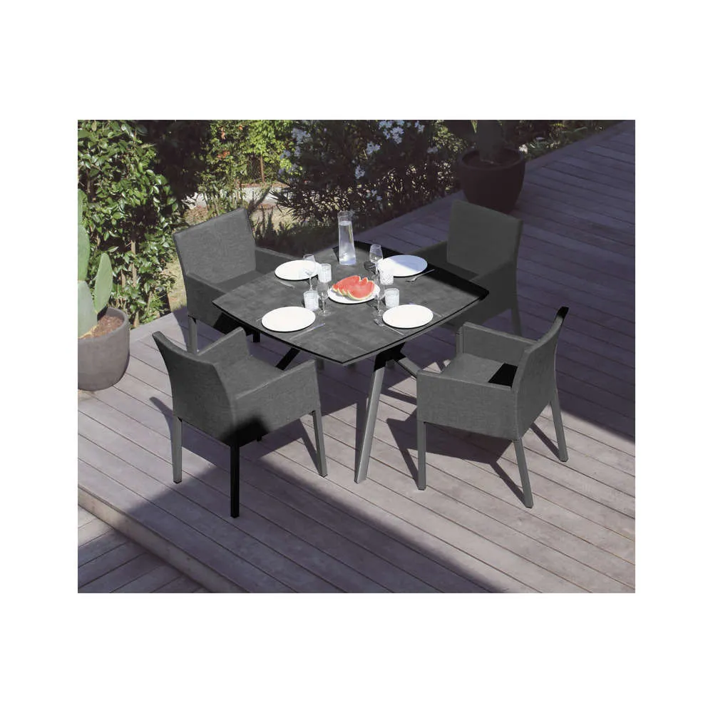 Table fixe châssis alu et plateau HPL Trespa grise - 110x110 cm