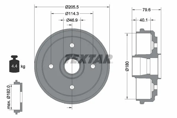 Tambour de frein TEXTAR 94026200 