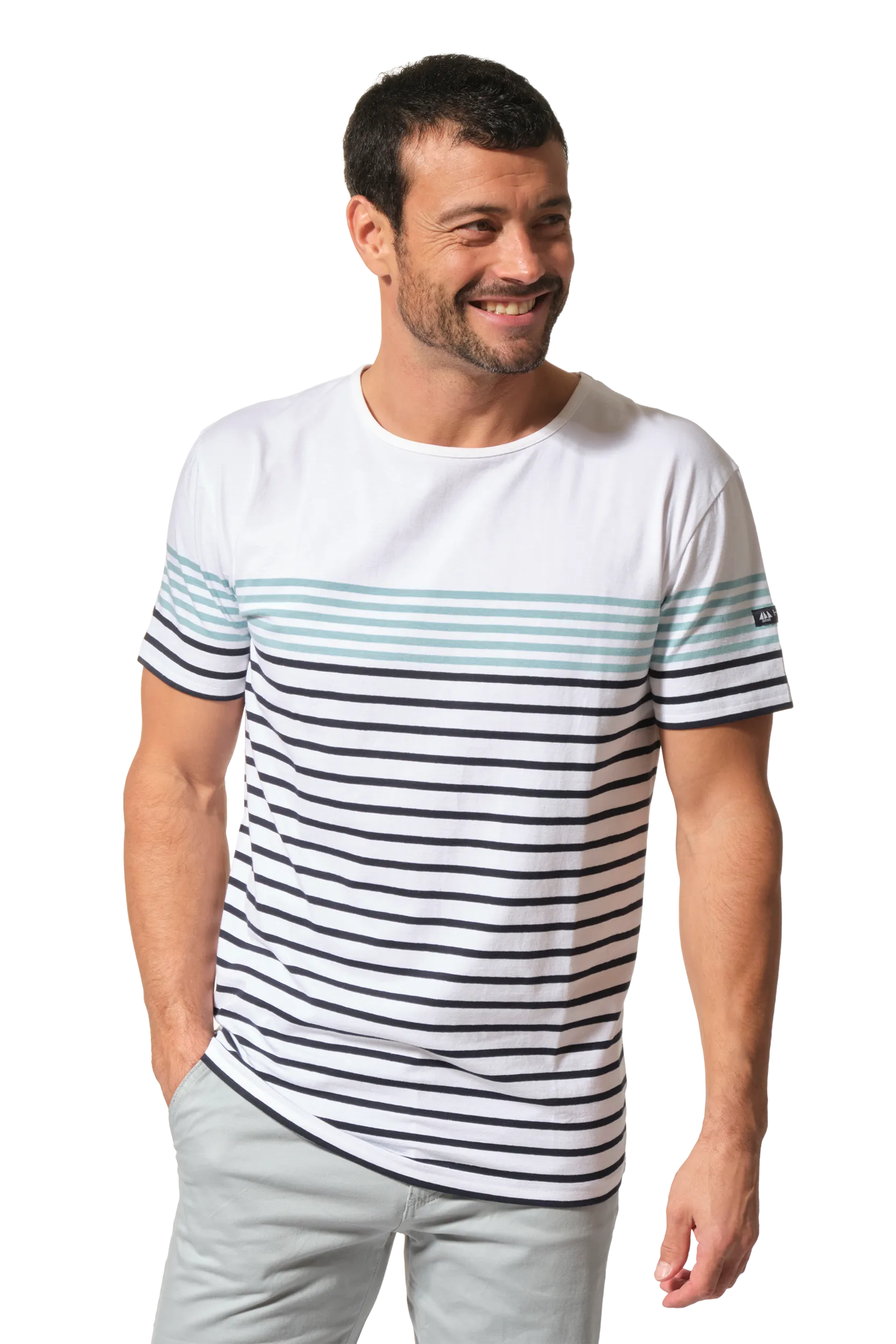 Tee-shirt marin en coton homme manches courtes et col rond ANSELME