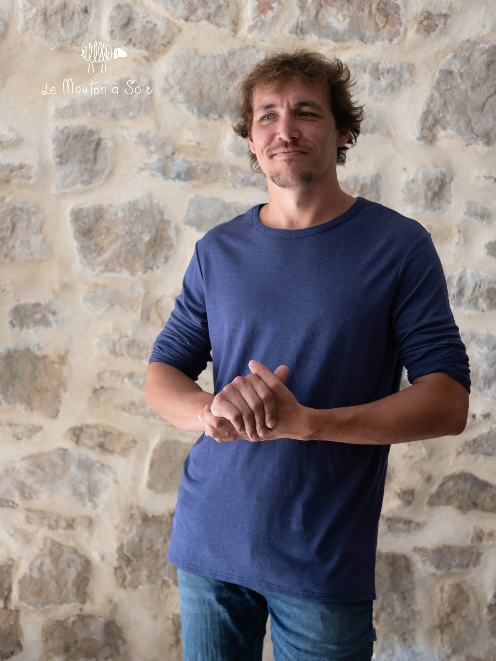 Tee-shirt Sobre homme laine mérinos bio et soie - Le Mouton à Soie - Marques de France