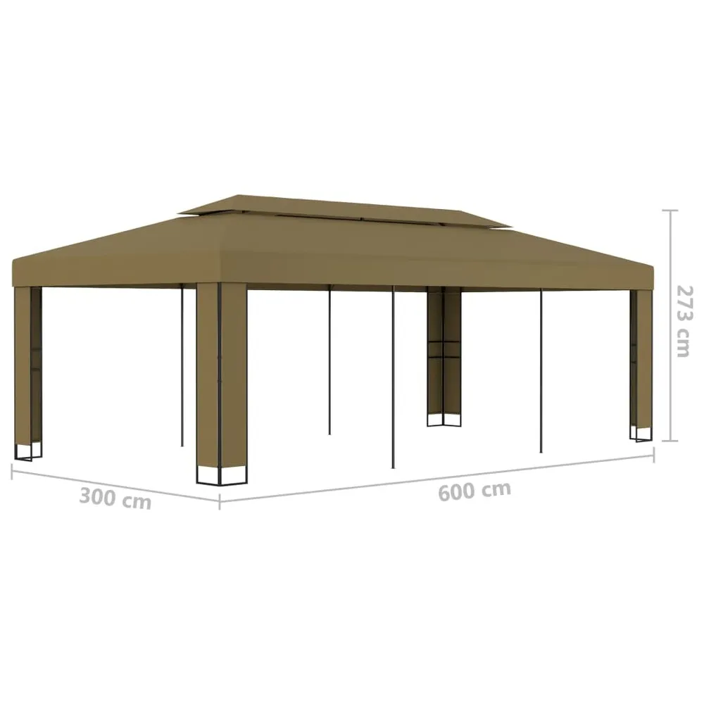 Tonnelle avec double toit 3x6 m taupe 180 g/m²