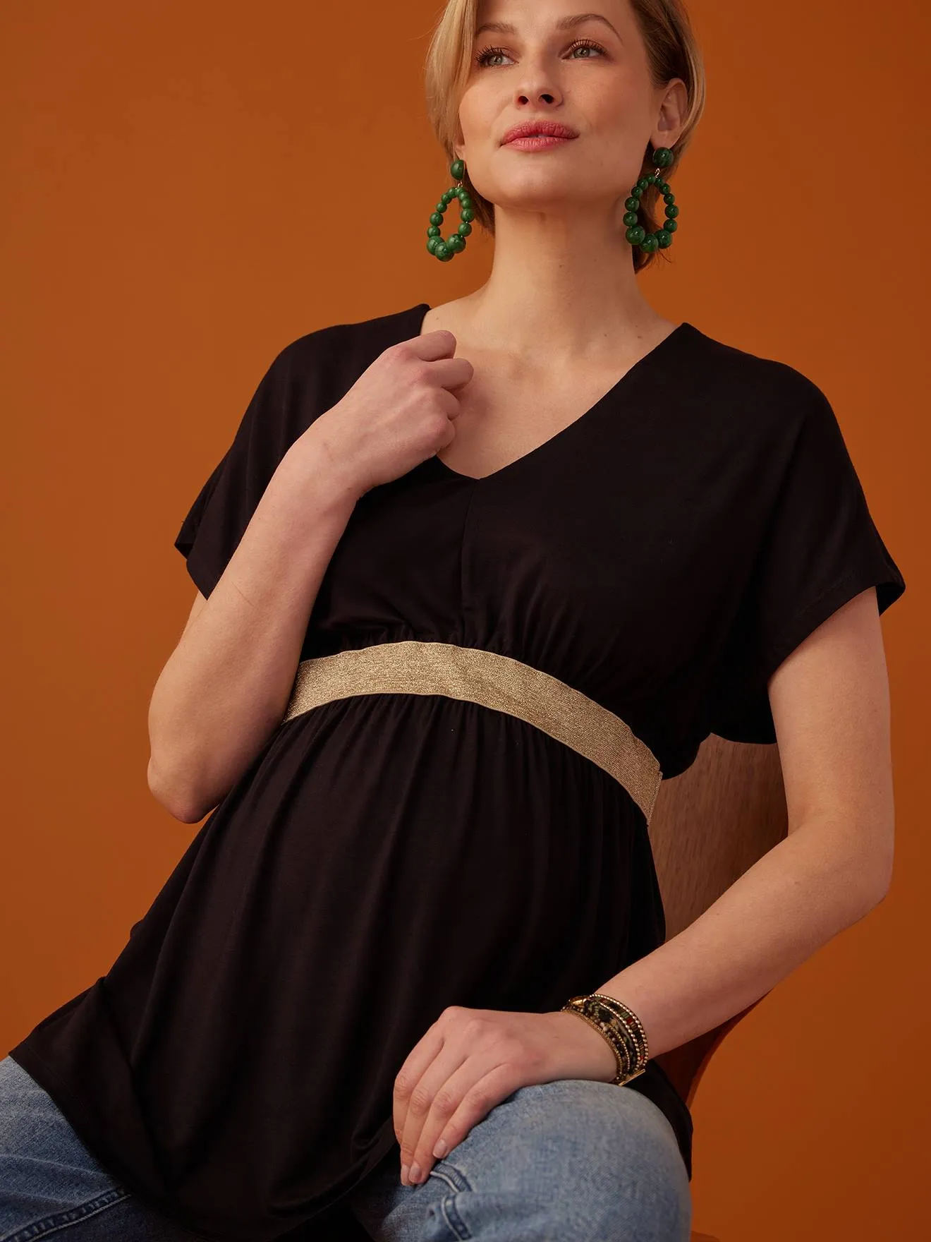 Top grossesse col V Félicieor ENVIE DE FRAISE terracotta - Envie de Fraise