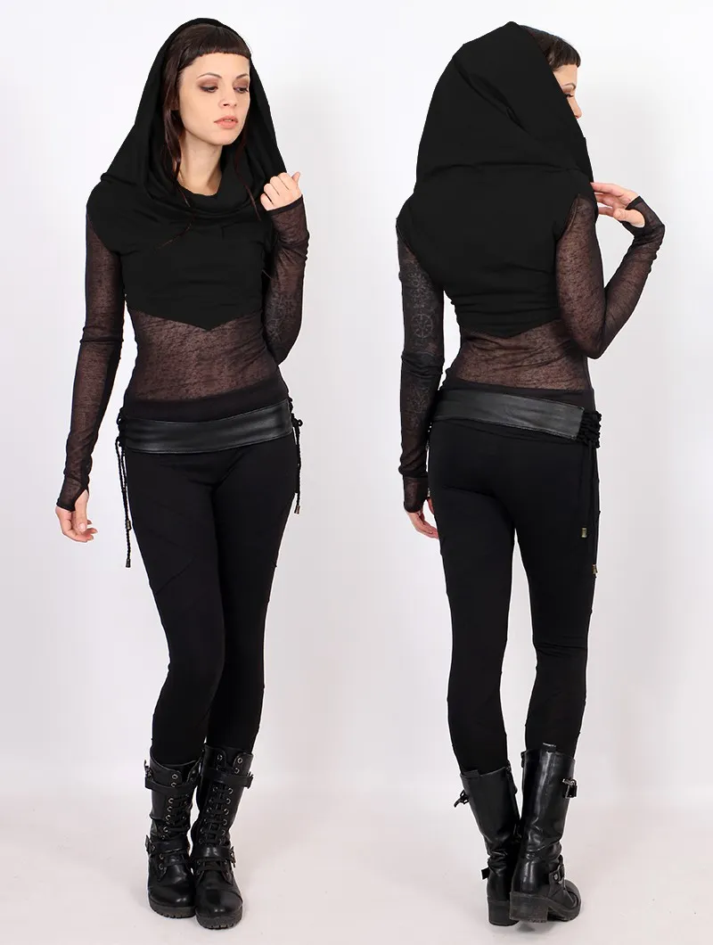 Top manches longues avec empiècements transparents 