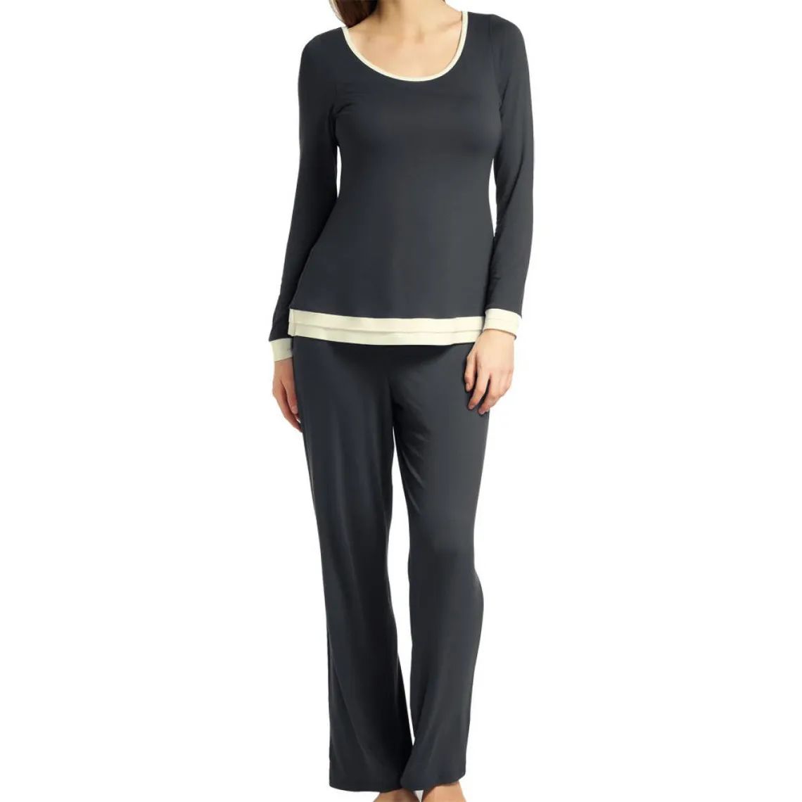 Top manches longues support intégré Freya Lounge SWEET DREAMS charcoal gris en coton | 3 Suisses