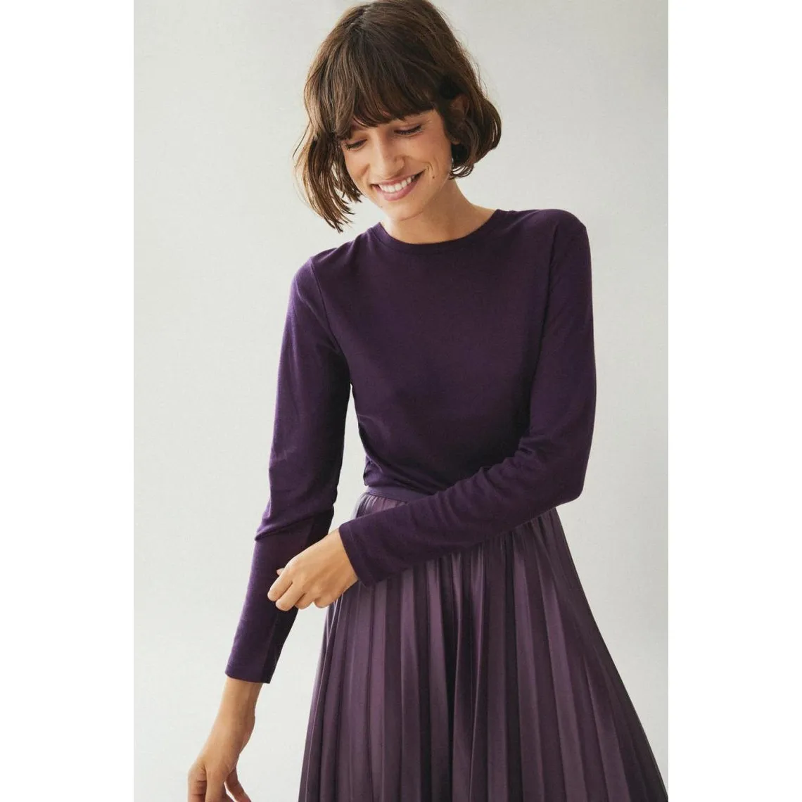 Top manches longues violet Gwen en coton modal | 3 Suisses