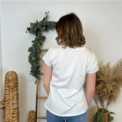 Tshirt Blanc Imprimé Capitales - Bleu Clair