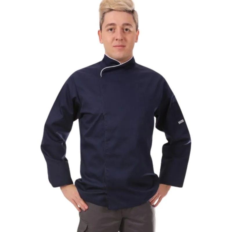 Veste de cuisine bleue liseré blanc OCEAN - MANELLI