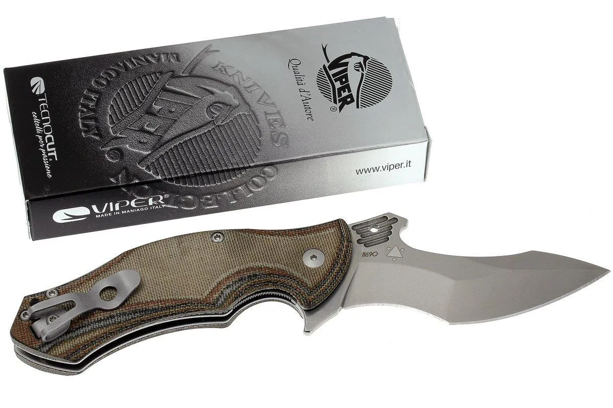 Viper Magà V5912CA N690 stonewashed plain edge, micarta
