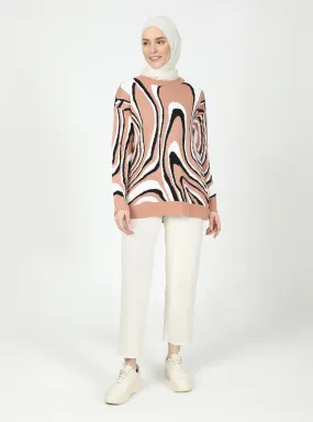 White - Pink - Unlined - Crew neck - Knit Sweaters